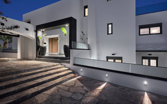 Beachfront villa with a heated pool