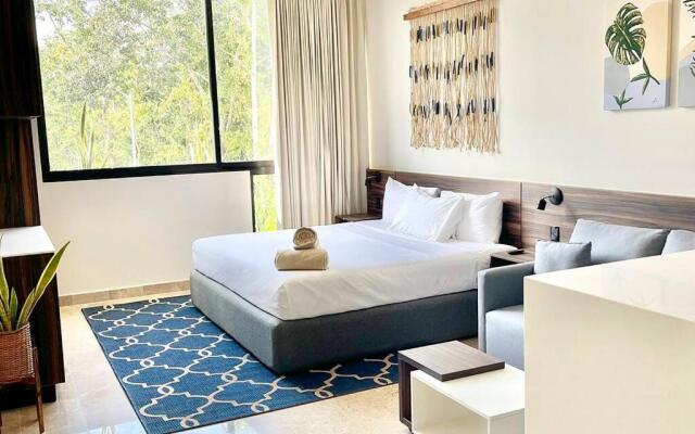 Fresh and Stylish Studio Aldea Zama rooftop pool Mya 109