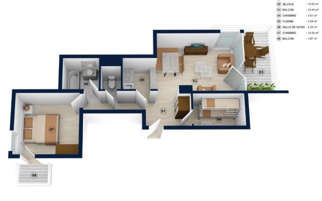 ELAN 15 appartement 4/5 pers, centre village