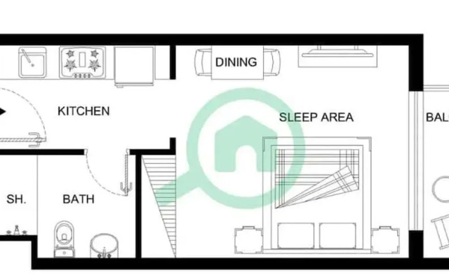 Stylish Studio Sleeps 2 With Balcony