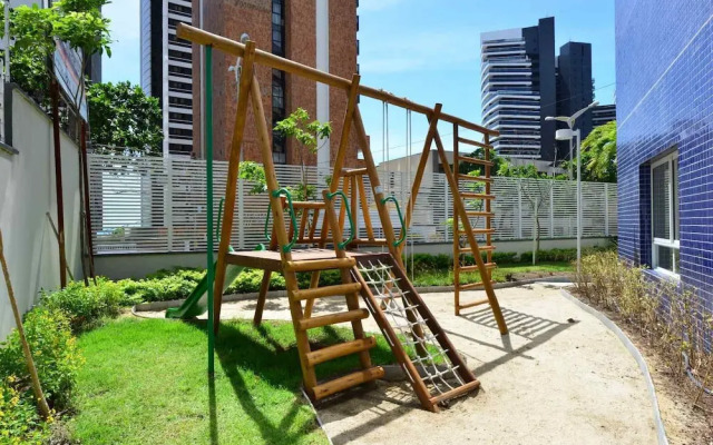 Flat no novo edifício conceito com linda vista mar