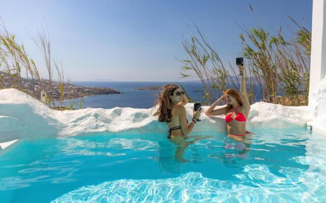 Mykonos Town Black Villa with Cave Heated Pool