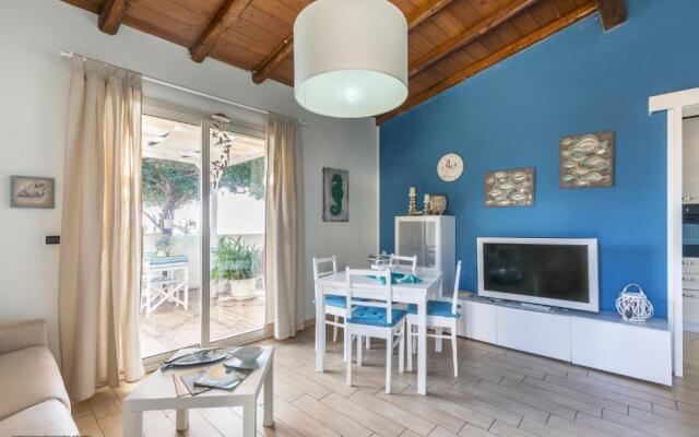 Blue house on the sea