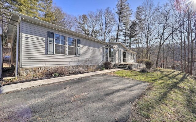 Deck + 2 Fire Pits: Riverfront Spruce Pine Rental!