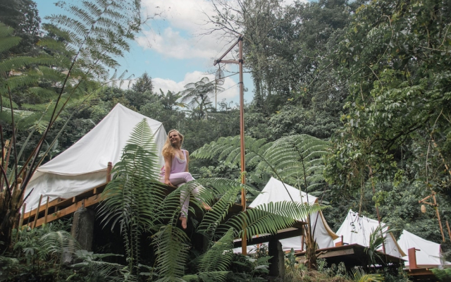 Glamping tent near the waterfall
