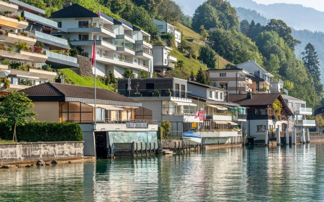 Seestern am See mit Motorboot Ennetb Rgen