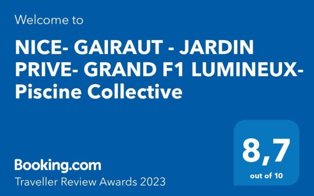 NICE- GAIRAUT - JARDIN PRIVE- GRAND F1 LUMINEUX-Piscine Collective