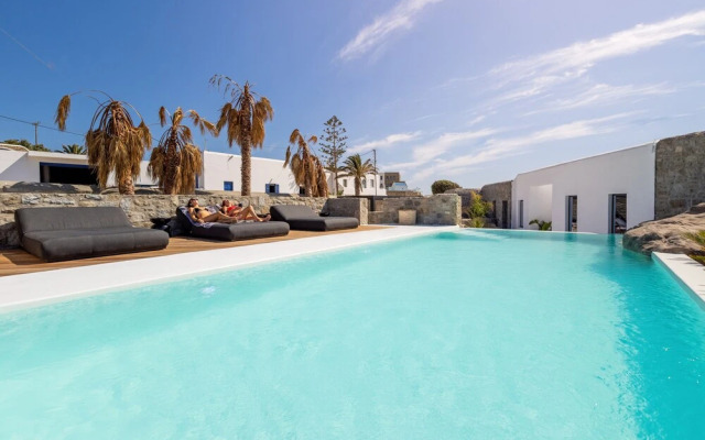 Mykonos Town Black Villa with Cave Heated Pool