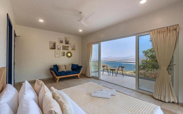 SaffronStays Kaia Waters by Kosha Villas, Pawna - Greek style villa with panoramic view of Pawna lake