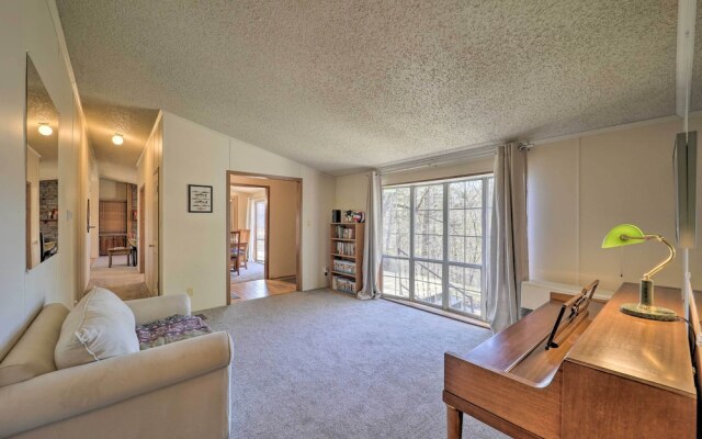 Deck + 2 Fire Pits: Riverfront Spruce Pine Rental!