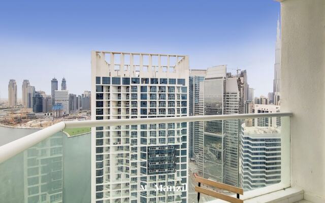 Manzil - 1BR in Business Bay w Burj & Canal Views