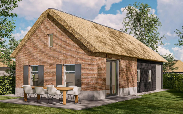 Luxurious villa with a garden surrounded by nature