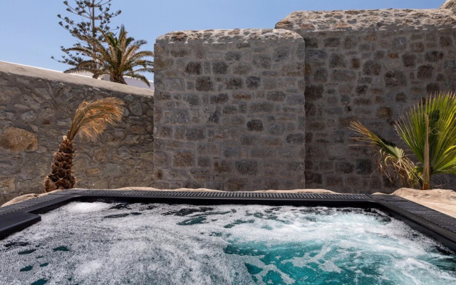 Mykonos Town Black Villa with Cave Heated Pool