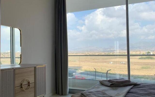 Stunning 2 plus 1 apartment for rent in ABELIA RESIDENCE at Bogaz with beautiful sea and mountains views