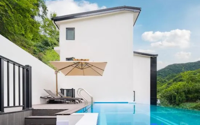 Qing ink Tea Garden pleasant color designer air infinity pool mountain luxury beauty night – Pool – Huzhou