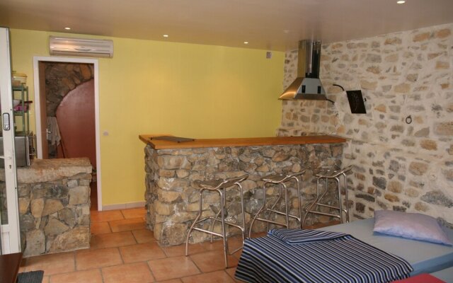 Studio in Grospierres, With Wonderful Mountain View, Pool Access, Encl