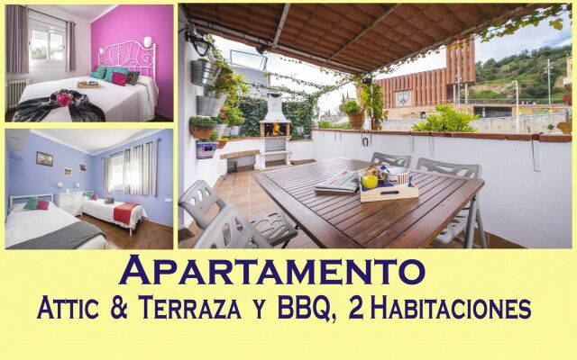 Atico con terraza y Barbacoa, junto linea Metro de BCN