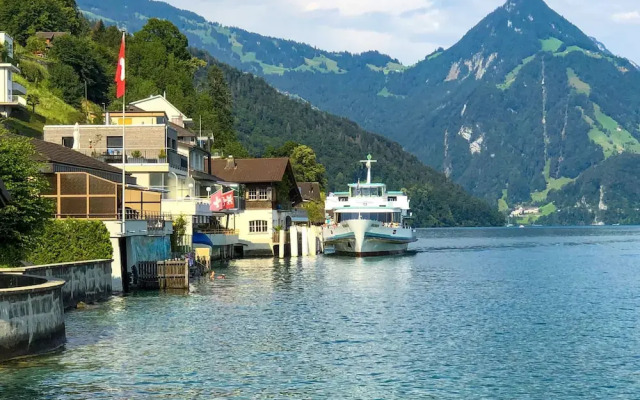Seestern am See mit Motorboot Ennetb Rgen