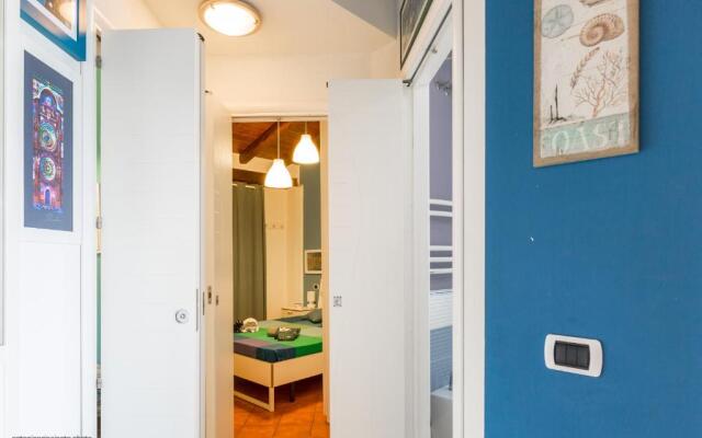 Blue house on the sea