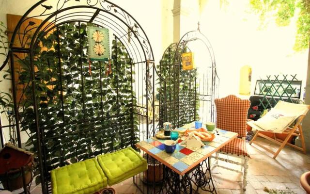 Hand decorated house with court