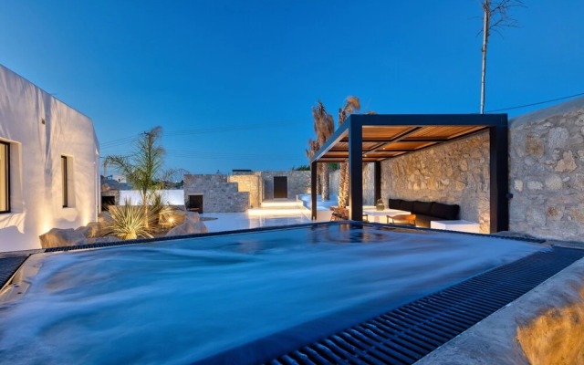 Mykonos Town Black Villa with Cave Heated Pool