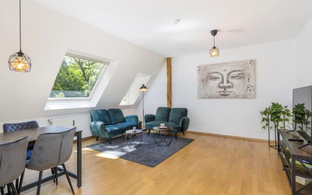 Gartenblick Apartment-Terrasse-Parkplatz- Waschmaschine-Garten