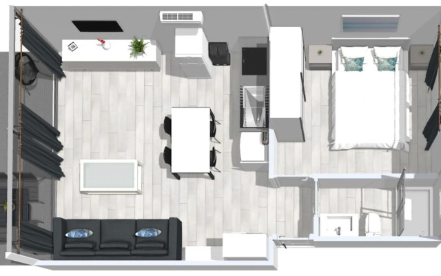 Roses Apartments Estudio 1 vista mar lateral