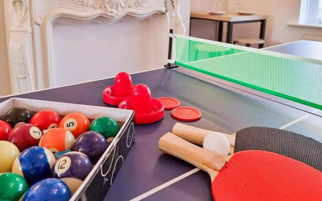White Cozy House With Pool Table Game Room