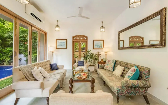 4bhk Villa in Siolim Pool Lush Forest View