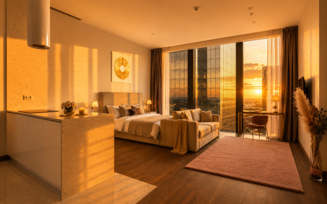 Апартаменты Sky City Moscow LUX Студия с большим окном с видом на все башни и город!