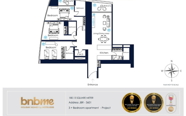 bnbmehomes | Rare full sea view @Address Residence-3601 Apartments