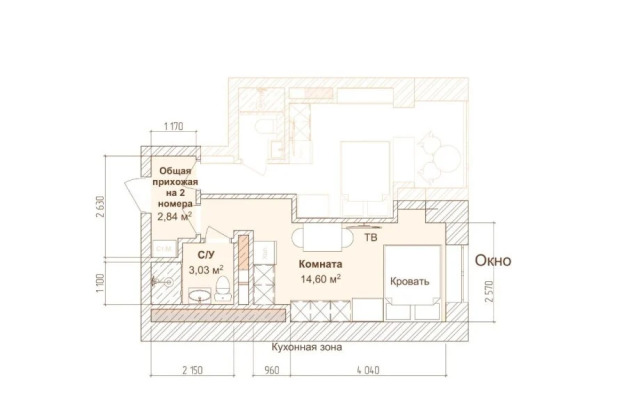 Mini-studiya v Centre s Kuhnej, Dushem i Bolshim Oknom Apartments
