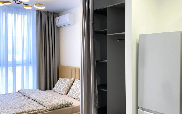 Апартаменты-студия 26 кв.м. с кроватью и панорамными окнами, 17 этаж