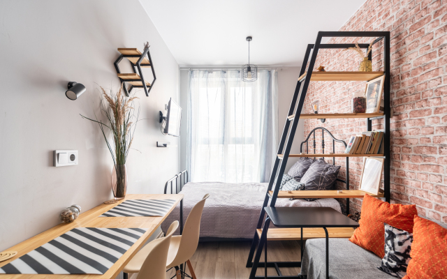 The apartment is a spacious loft. Contactless check-in 24/7