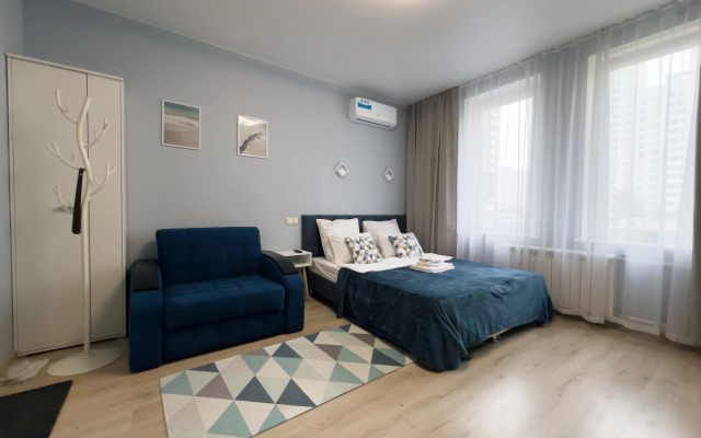 Квартира студия в голубых тонах