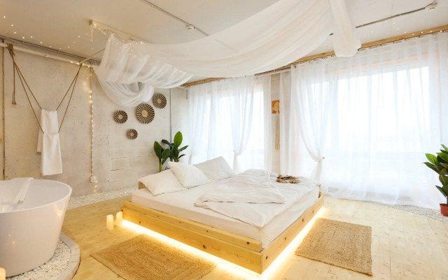 Апартаменты MaldivesInMoscow 20 этаж лаундж и открытая ванна