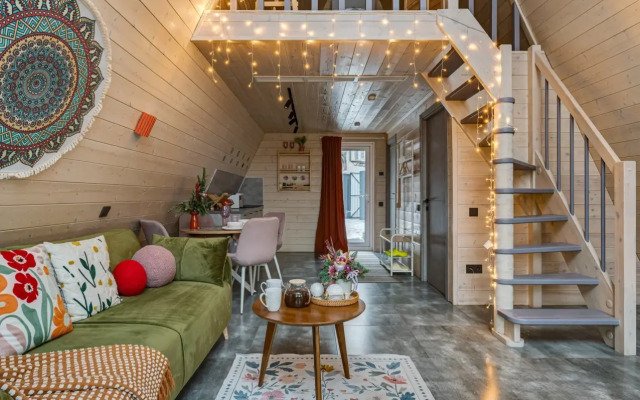 Частный дом Увеличенный А-фрейм Сад с баней и чаном