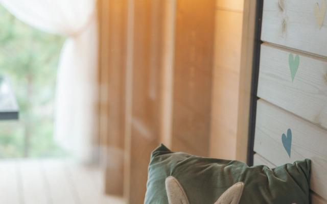 Частный дом с баней бочкой у воды и леса