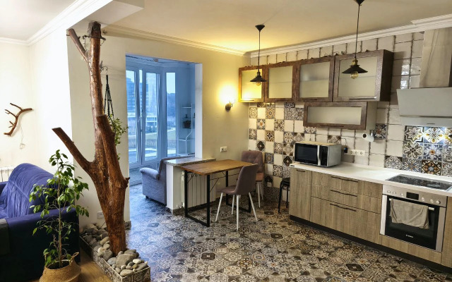 Апартаменты Студия с камином, деревом и видом на реку