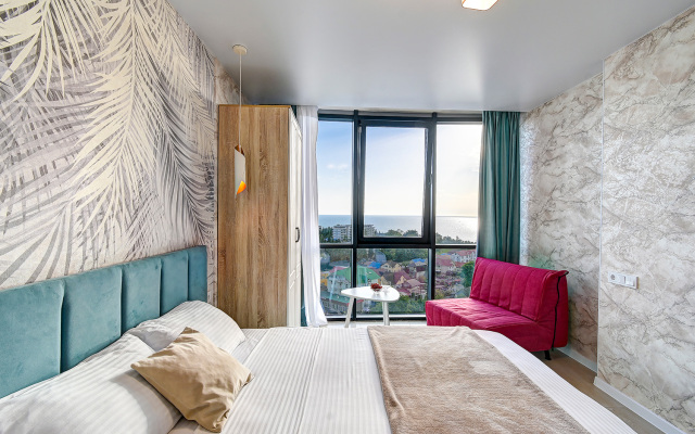 Uyutnye apartamenty Morskaya Simfonya-2 s panoramoy na more, s basseynom na territorii ZHK Apartments