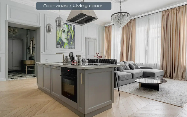 Апapтаменты с новым дизайнeрcким рeмонтом и пaнopамным видом на Невcкий