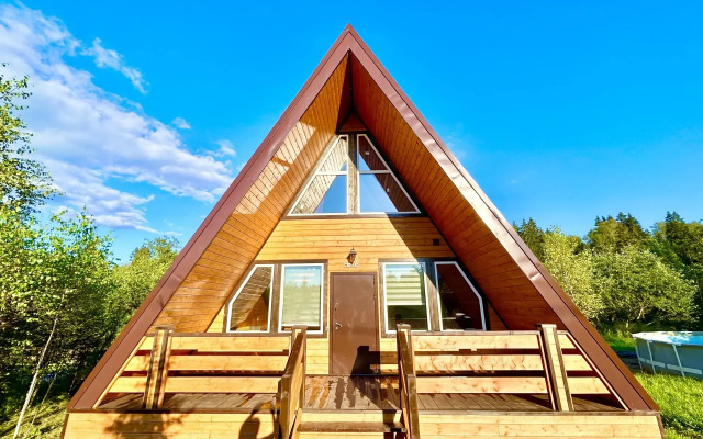 Частный дом Семейный афрейм с баней и бассейном у реки