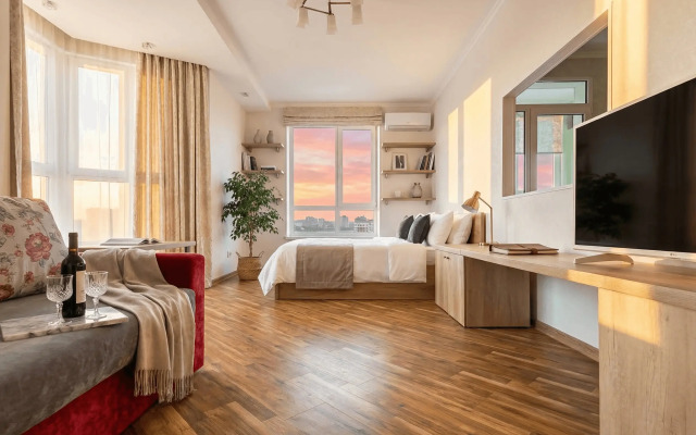 Апартаменты Стиль и Спокойствие Ортопедический Матрас Smart TV и Панорамное Окно ЖК Большой by Depart Apart