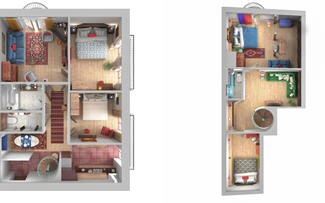 Апартаменты Minin Apartments Богемная Двухуровневая Мансарда 150 кв.м