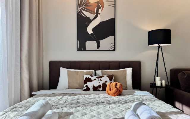 Апартаменты с балконом и видом на сосновый парк рядом с морем