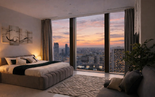 Апартаменты Sky City Moscow Уютная студия с подсветкой и Аэрохоккеем в Москва Сити! Закатная сторона! — фото 5