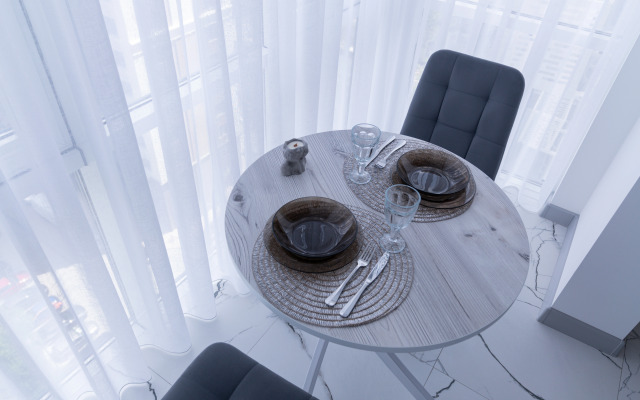 Апартаменты-студия 30 кв.м. с двуспальным диваном и панорамной зоной, 16 этаж