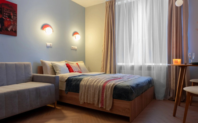 Дизайнерская квартира студия 4flats A LA RUS в ЖК Галактика Премиум — стиль и комфорт у центра Санкт-Петербурга