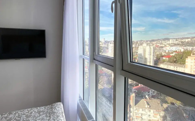 Апартаменты-студия 26 кв.м. с кроватью и панорамными окнами, 17 этаж