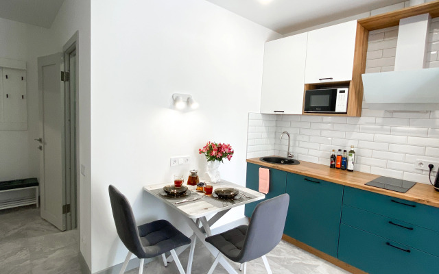 Апартаменты-студия 30 кв.м. с кроватью и балконом, с 3 по 6 этаж